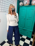 Ribbed Button Down Top White
