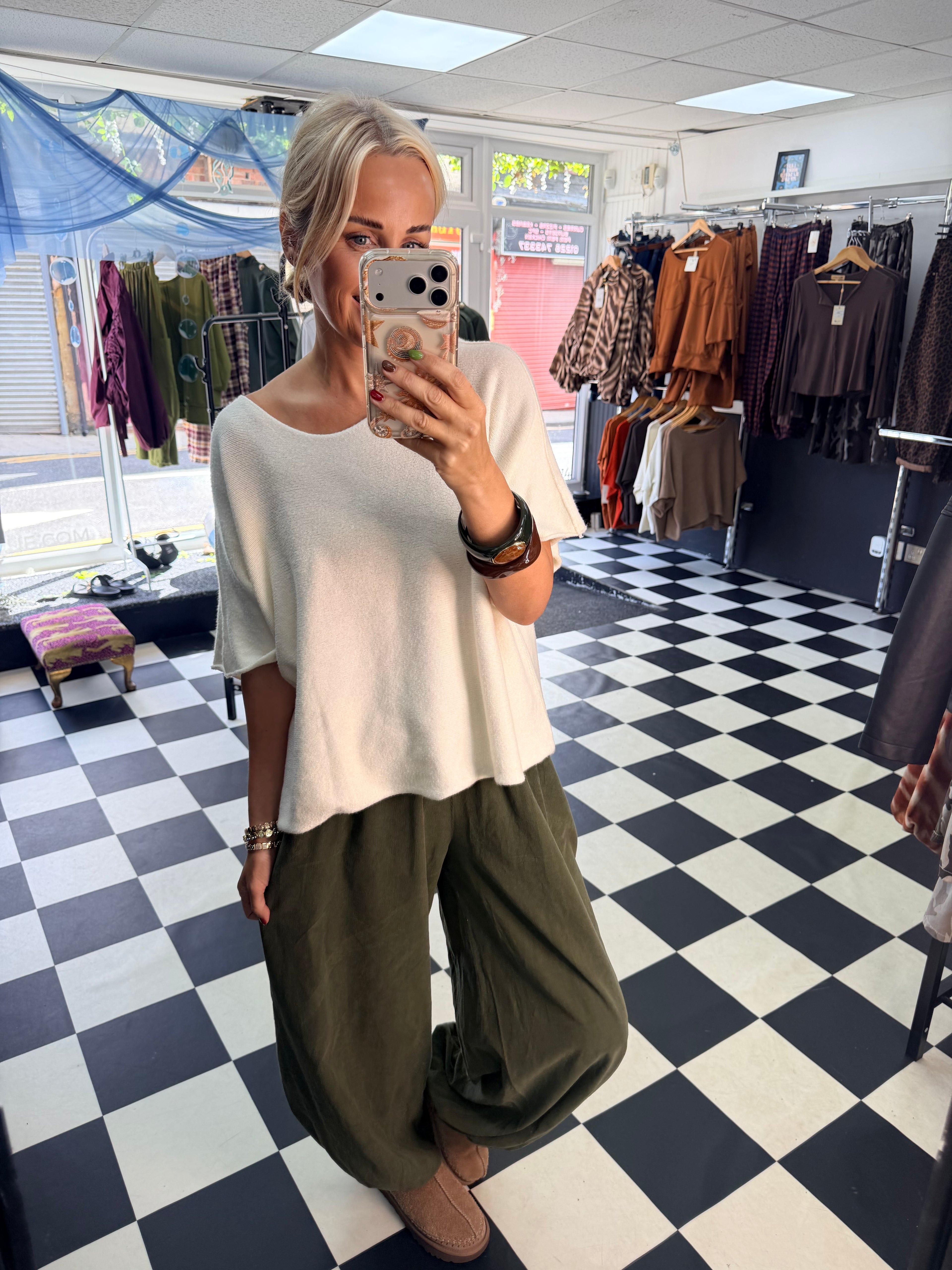 Fine Cord Balloon Trouser Khaki