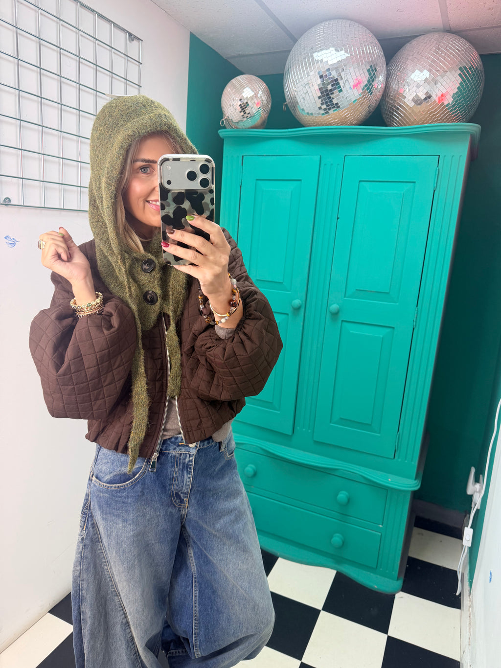 Button Snood Green