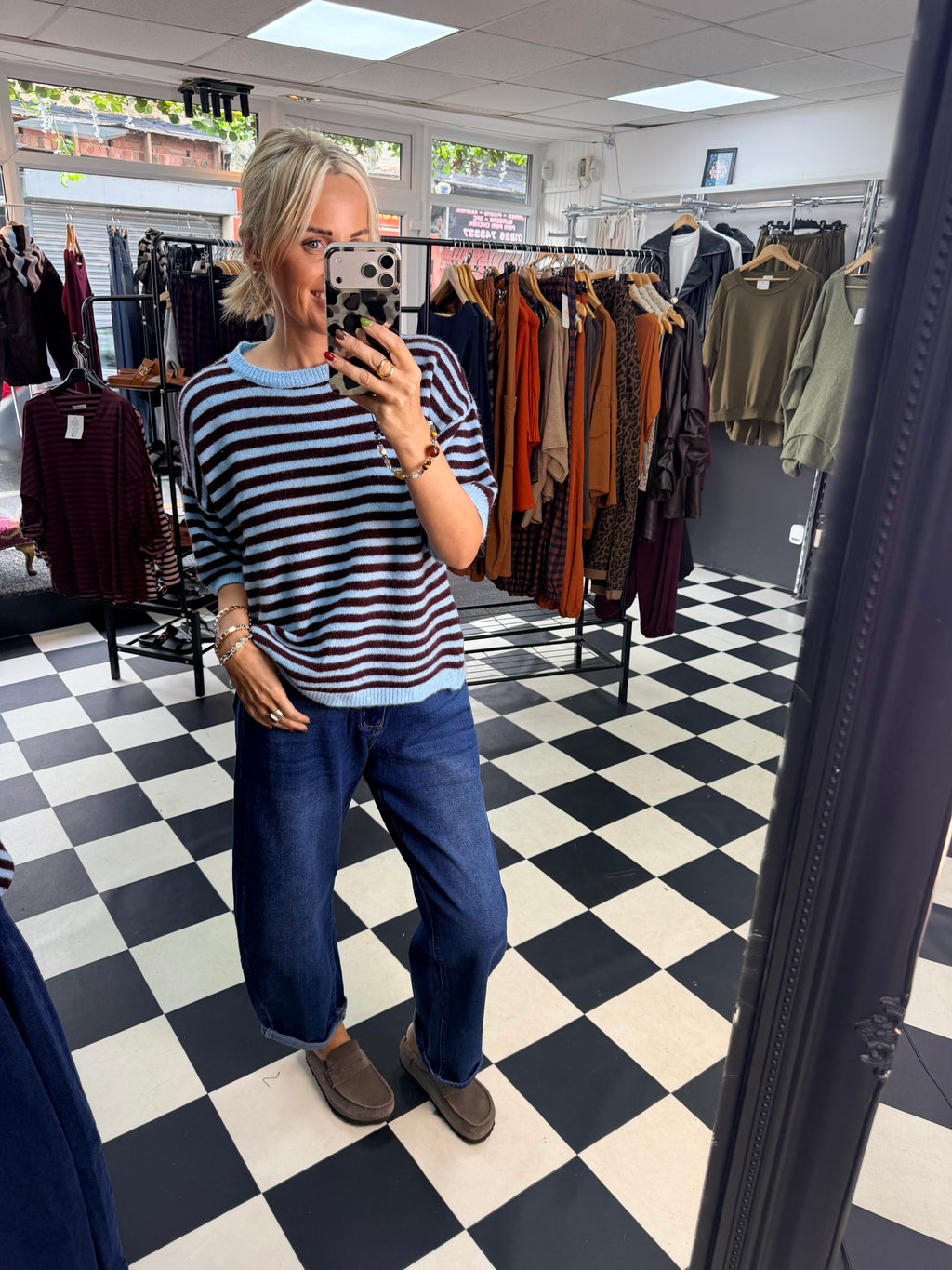 Penny Stripe Jumper Blue and Wine