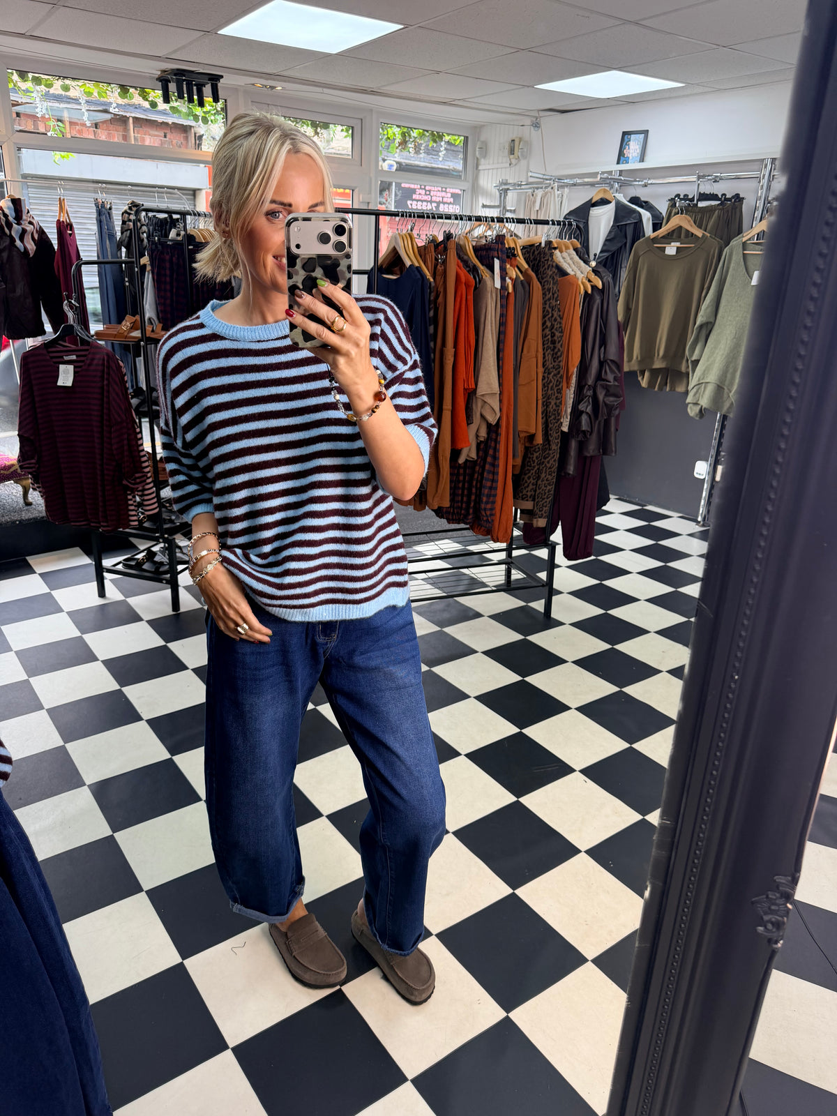 Penny Stripe Jumper Blue and Wine