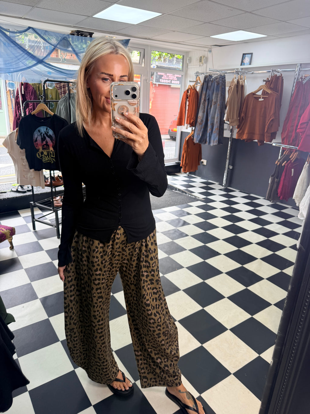 Leopard Barrel jogger Green
