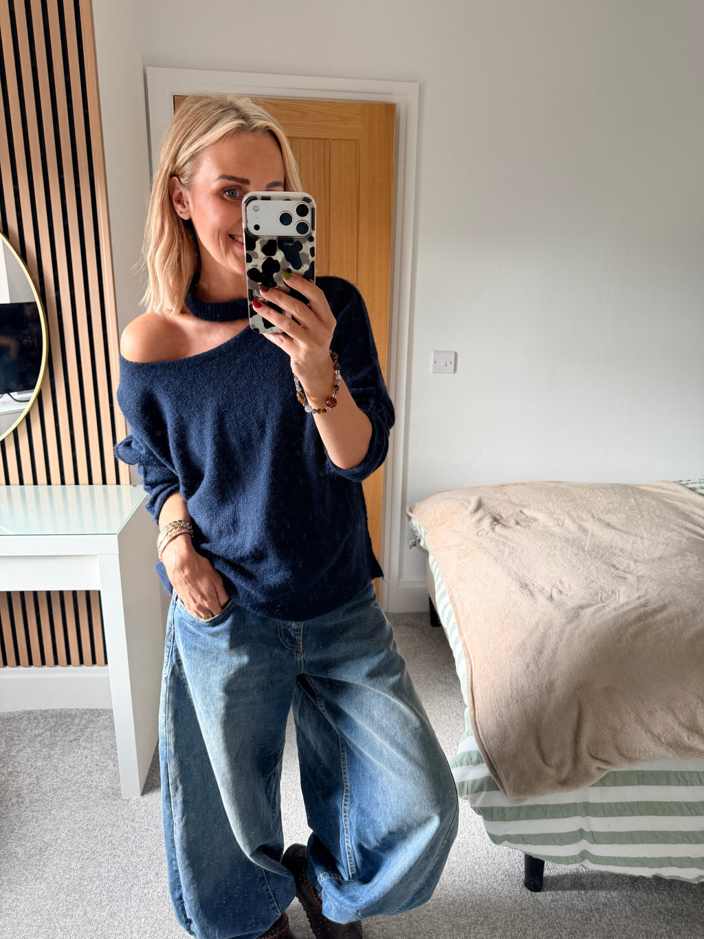 Slash Neck Jumper Navy
