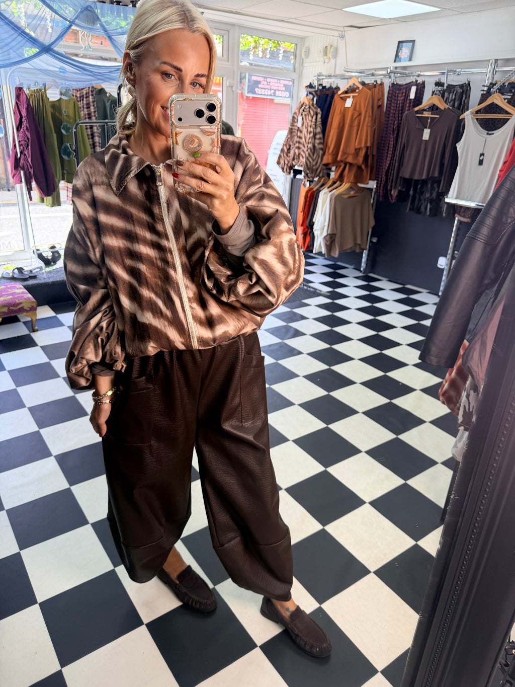 PU Tulip Trousers Chocolate