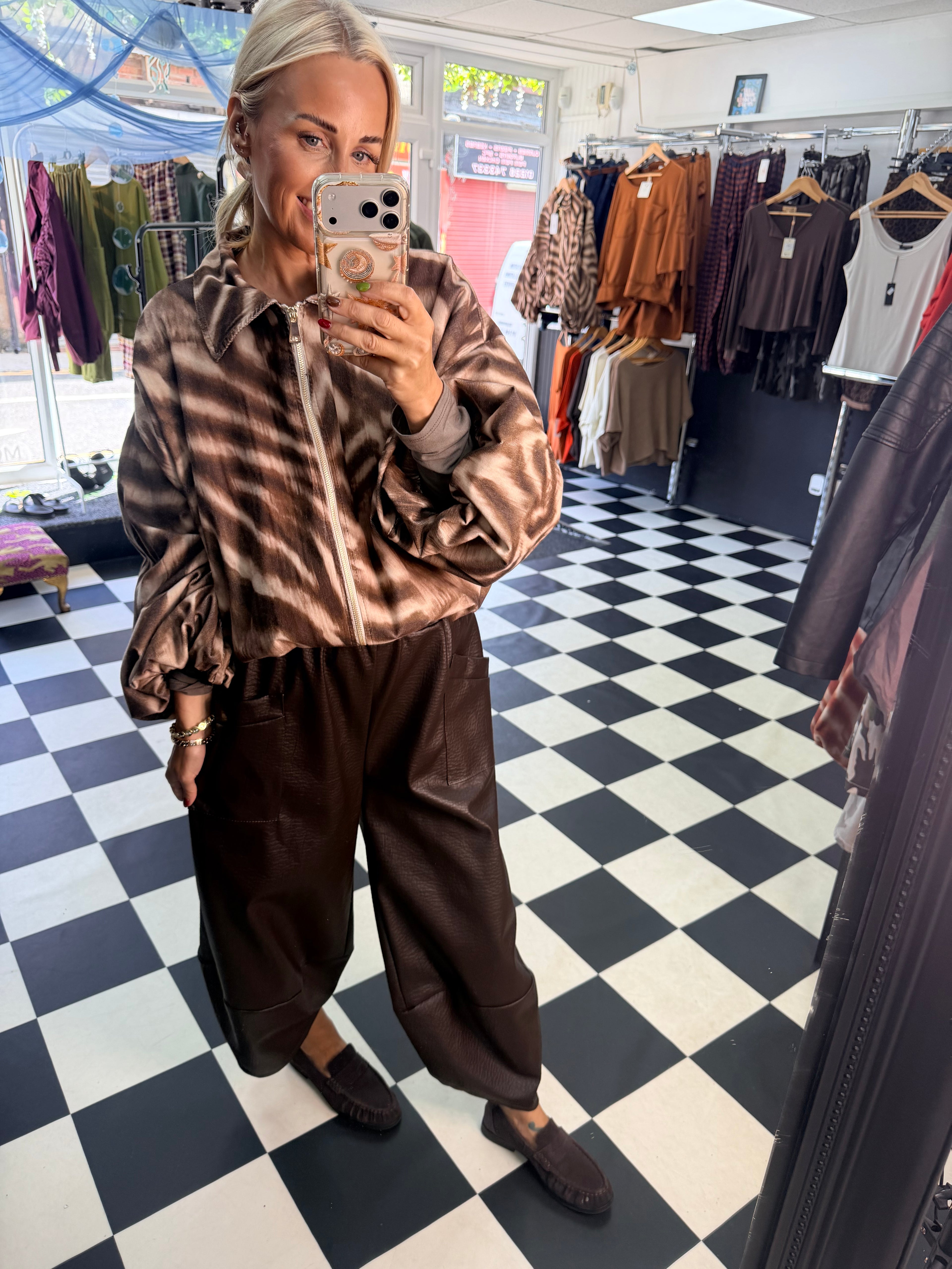 PU Tulip Trousers Chocolate