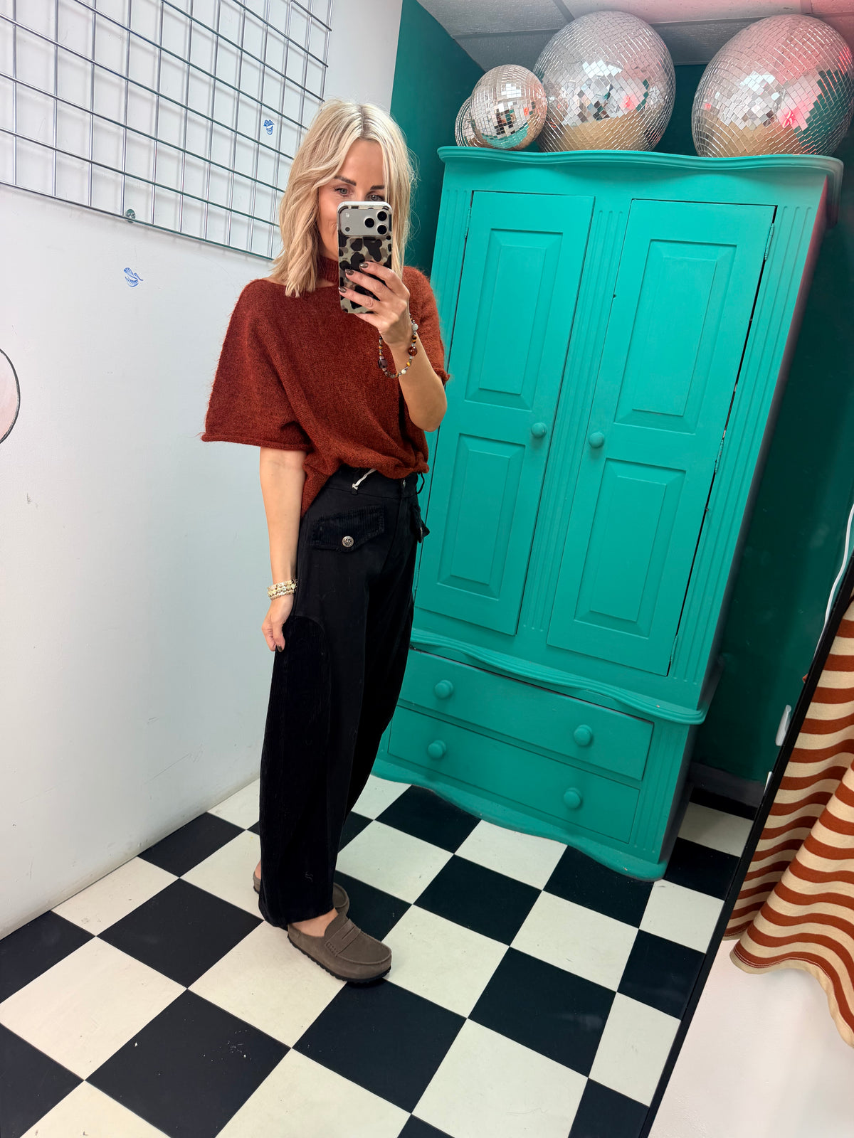 Cord patch trousers - Black