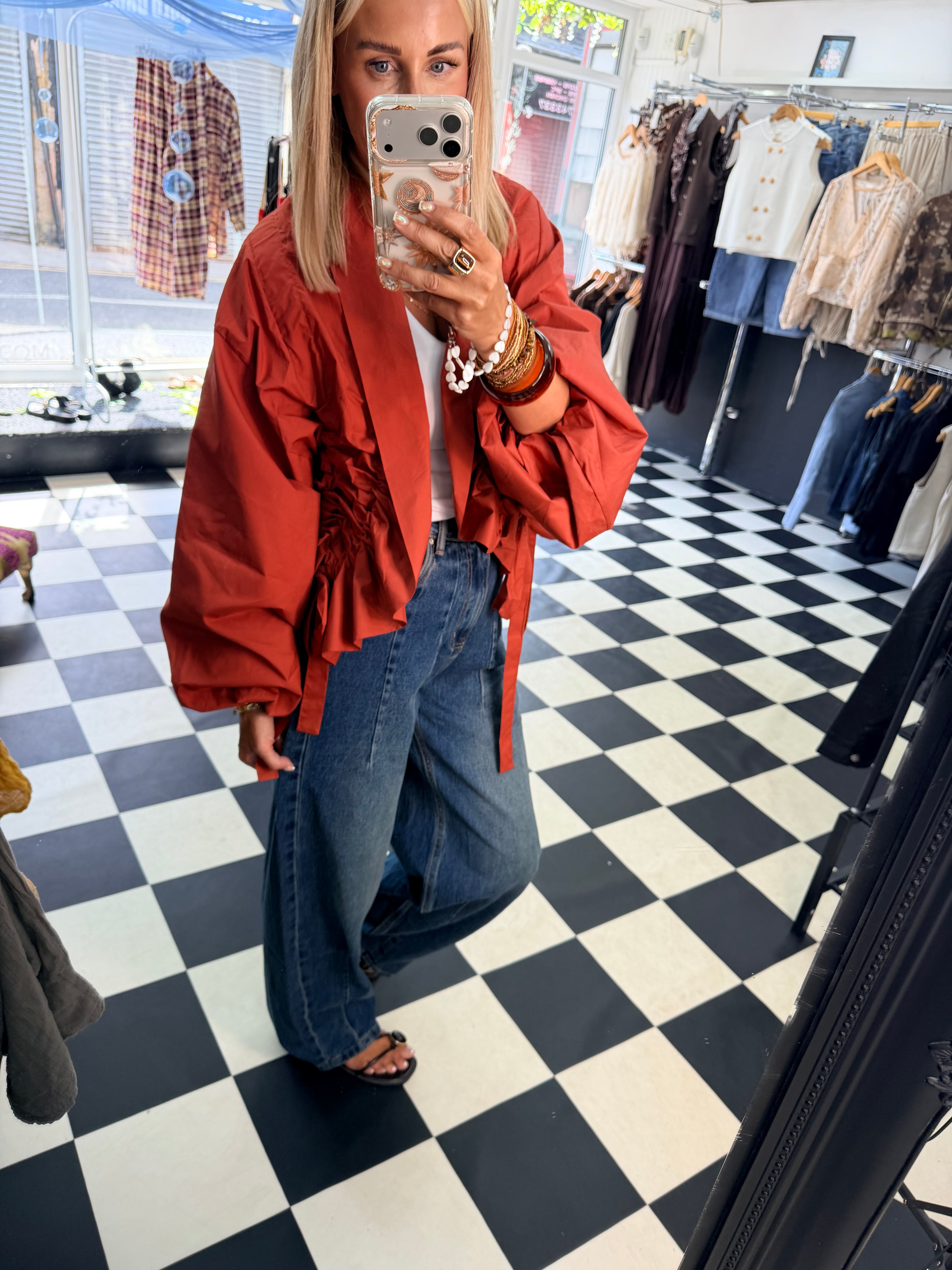 Ruffle Lightweight Jacket Rust Pre Order due in next Fri