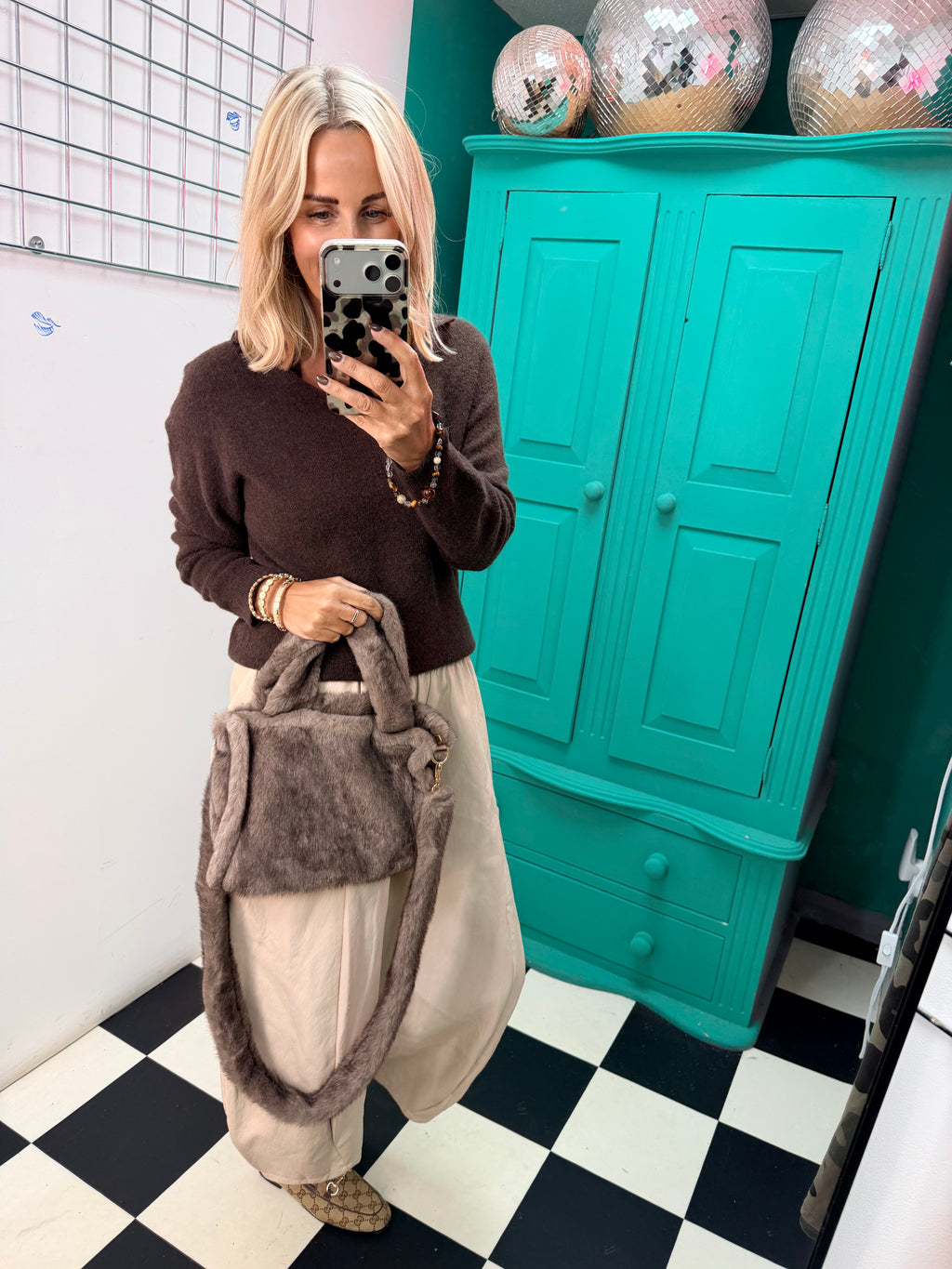 Luxe Faux fur Shoulder bag - Mocha