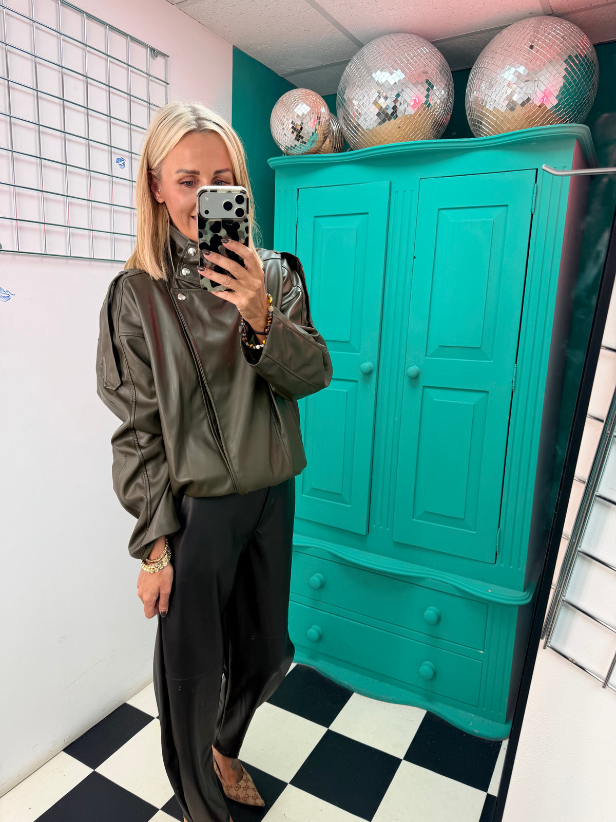 Pu Carrot Leg Trousers Black