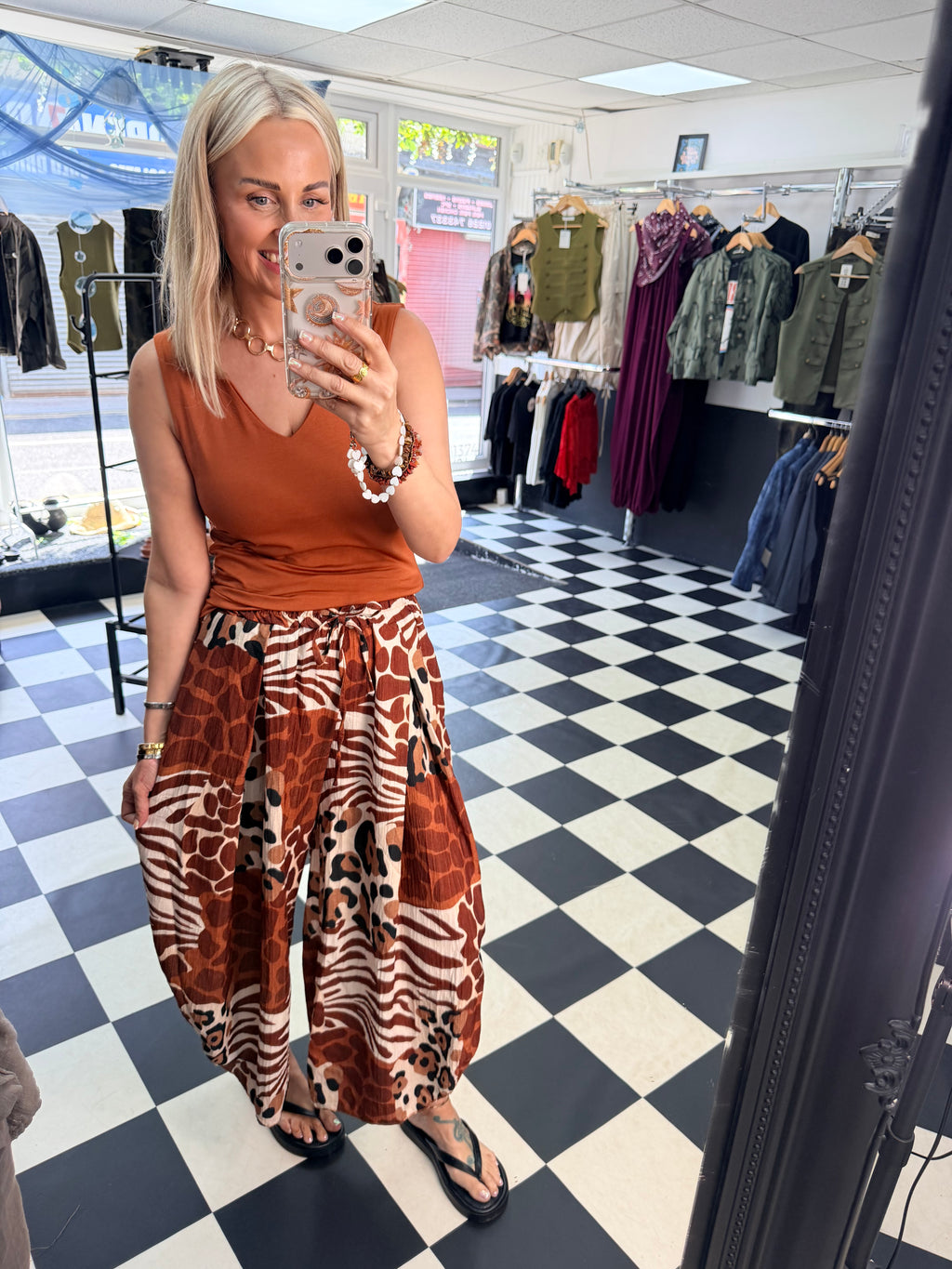 Funky Animal Split Trousers Rust