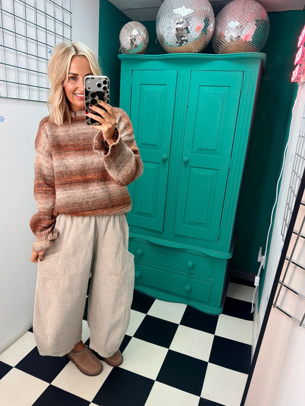 Cord Barrel Trousers Cream