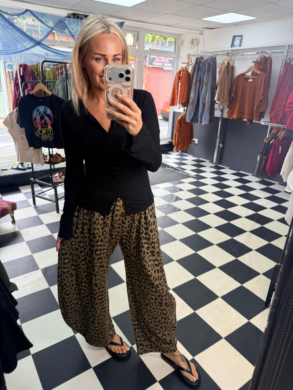 Leopard Barrel jogger Green