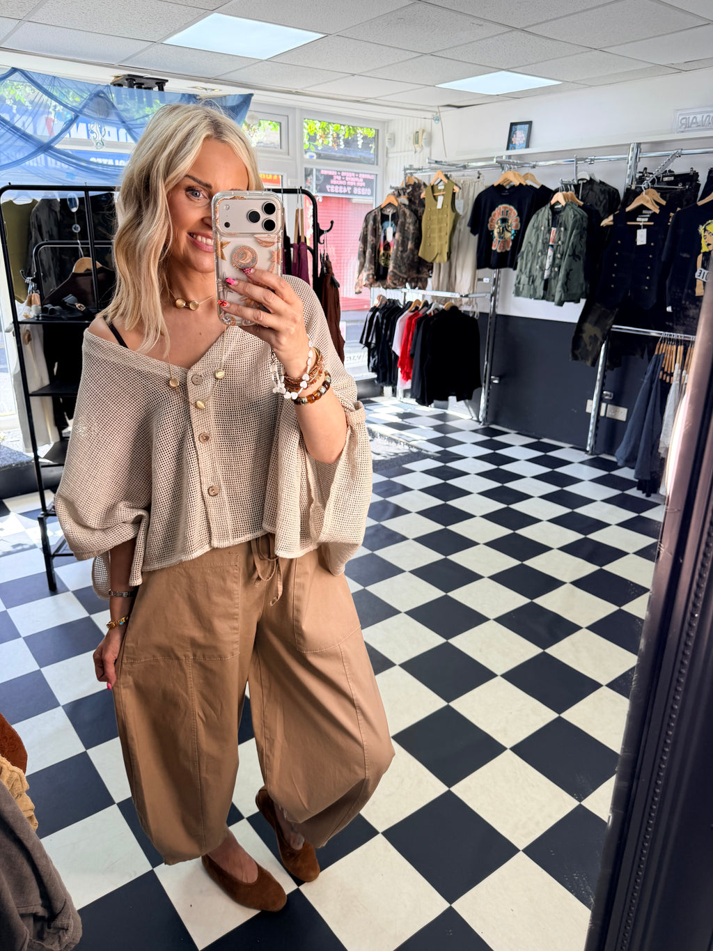Barrel Leg Trousers Camel