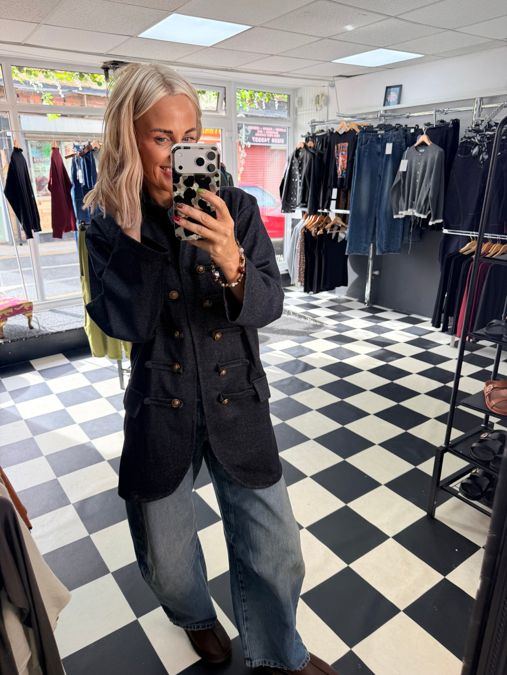Herringbone Military Jacket Denim