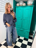 Weekend V Stripe Special Buy Black and Denim