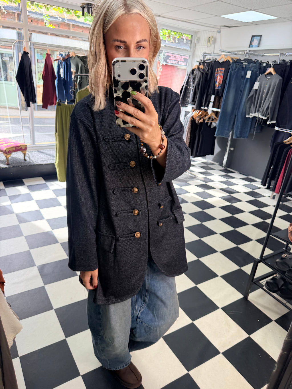 Herringbone Military Jacket Denim