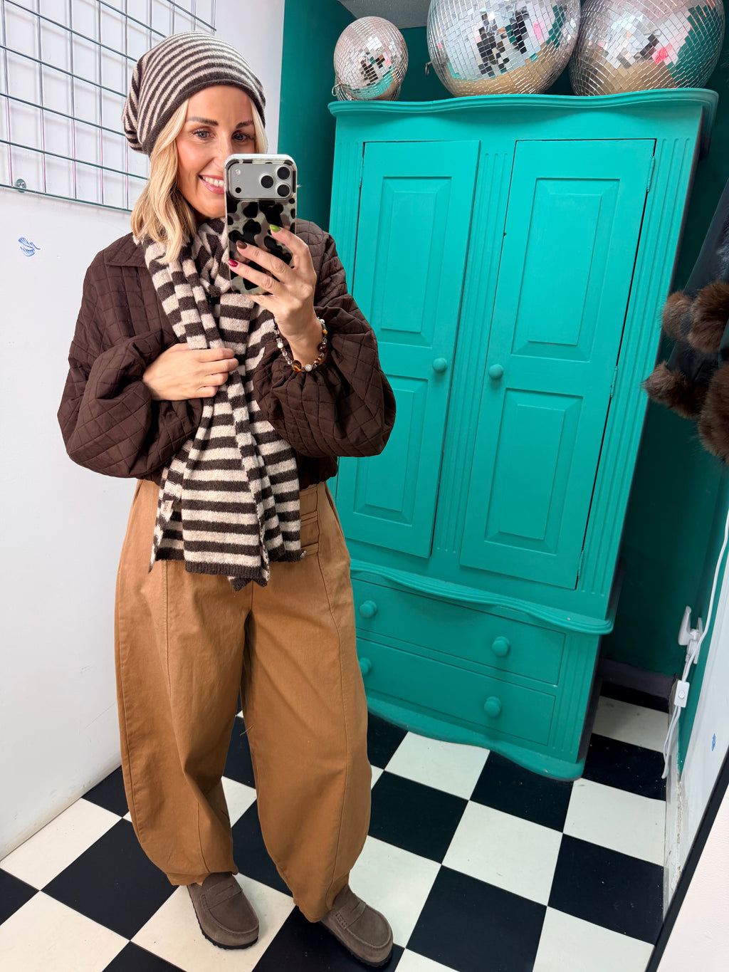 Stripe Hat Chocolate and Cream
