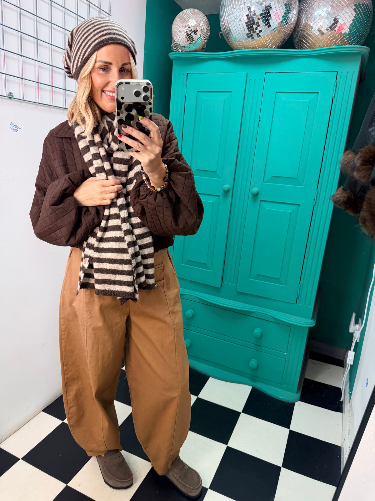 Stripe Hat Chocolate and Cream