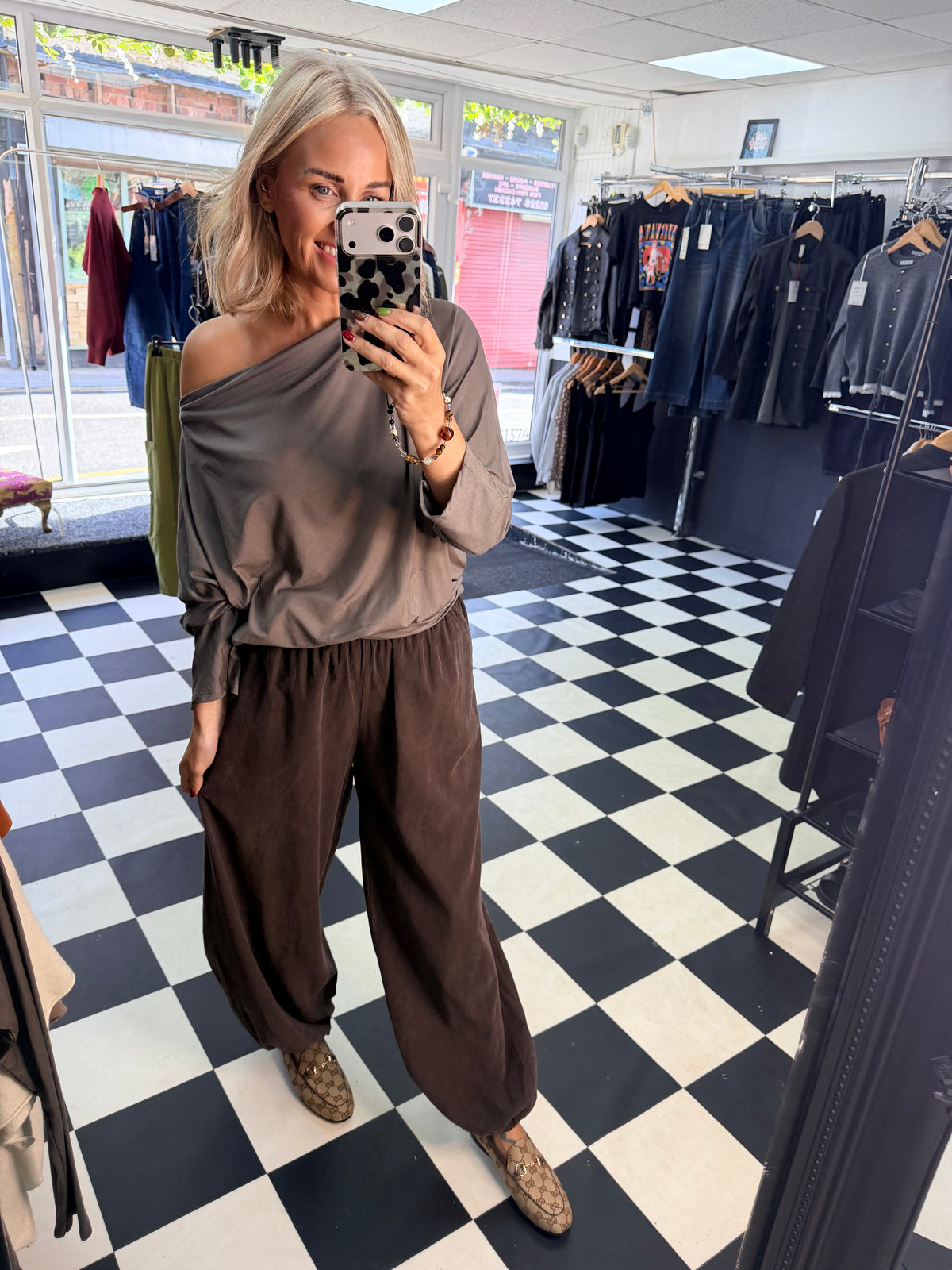 Slouchy Long Sleeve Top Taupe