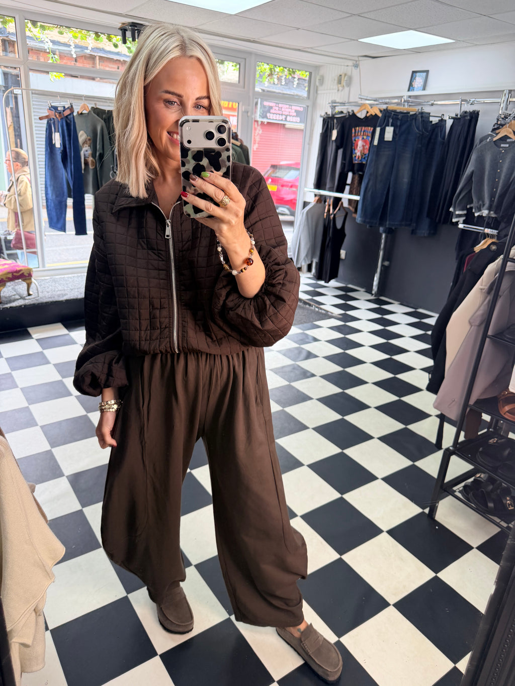 Quilted Bomber jacket - Chocolate