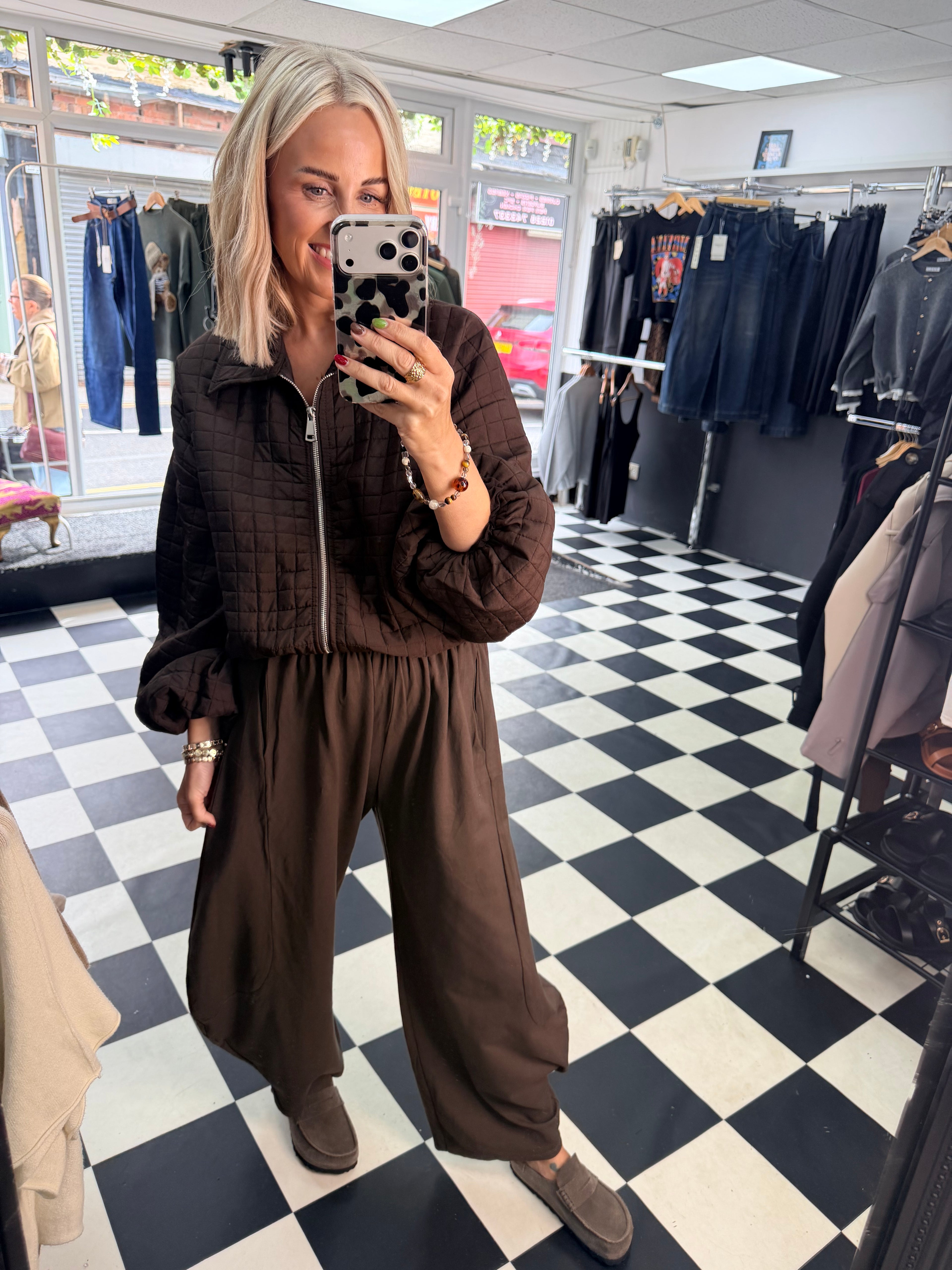 Quilted Bomber jacket - Chocolate