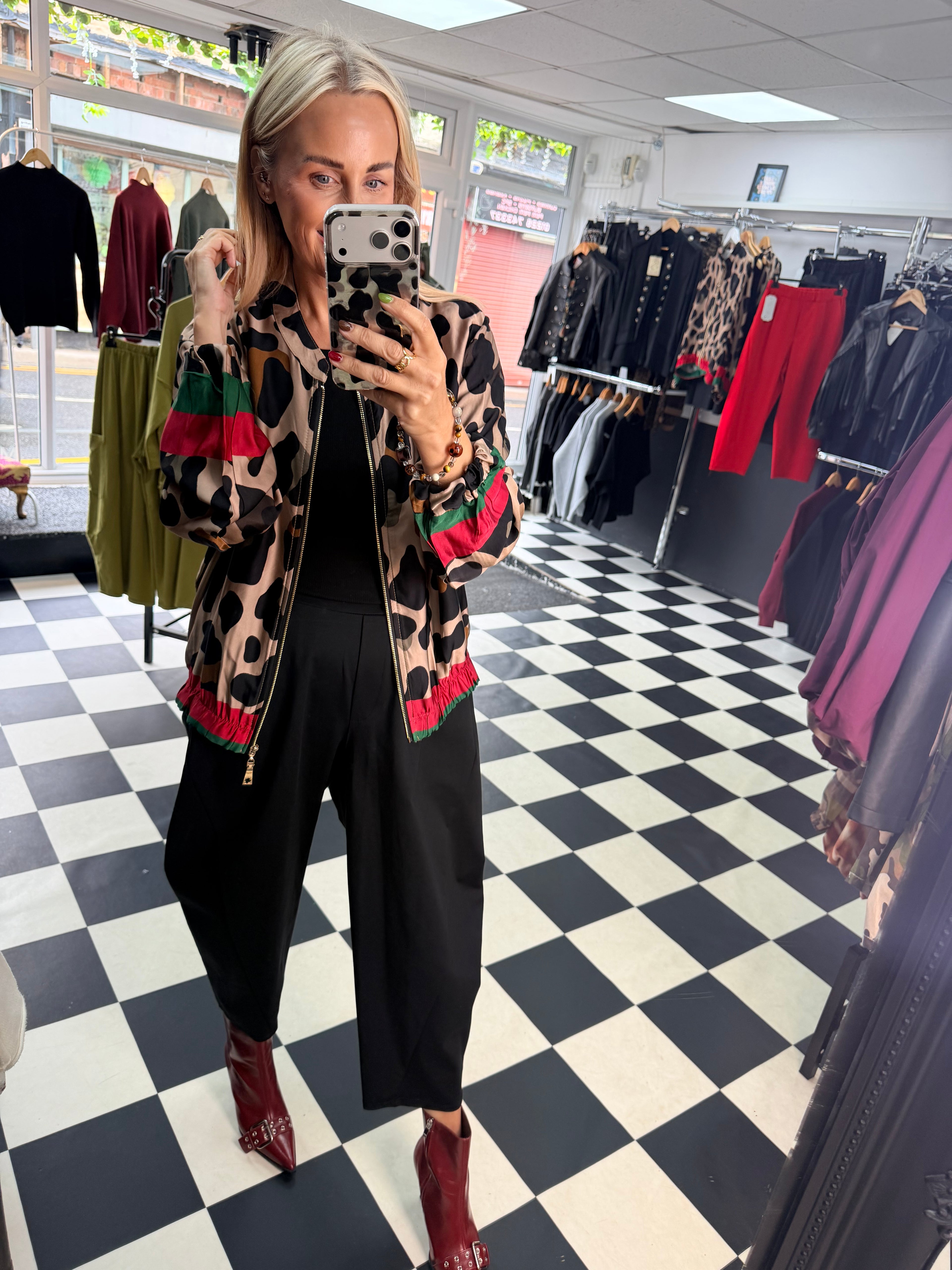 Animal Bomber Jacket Red and Green