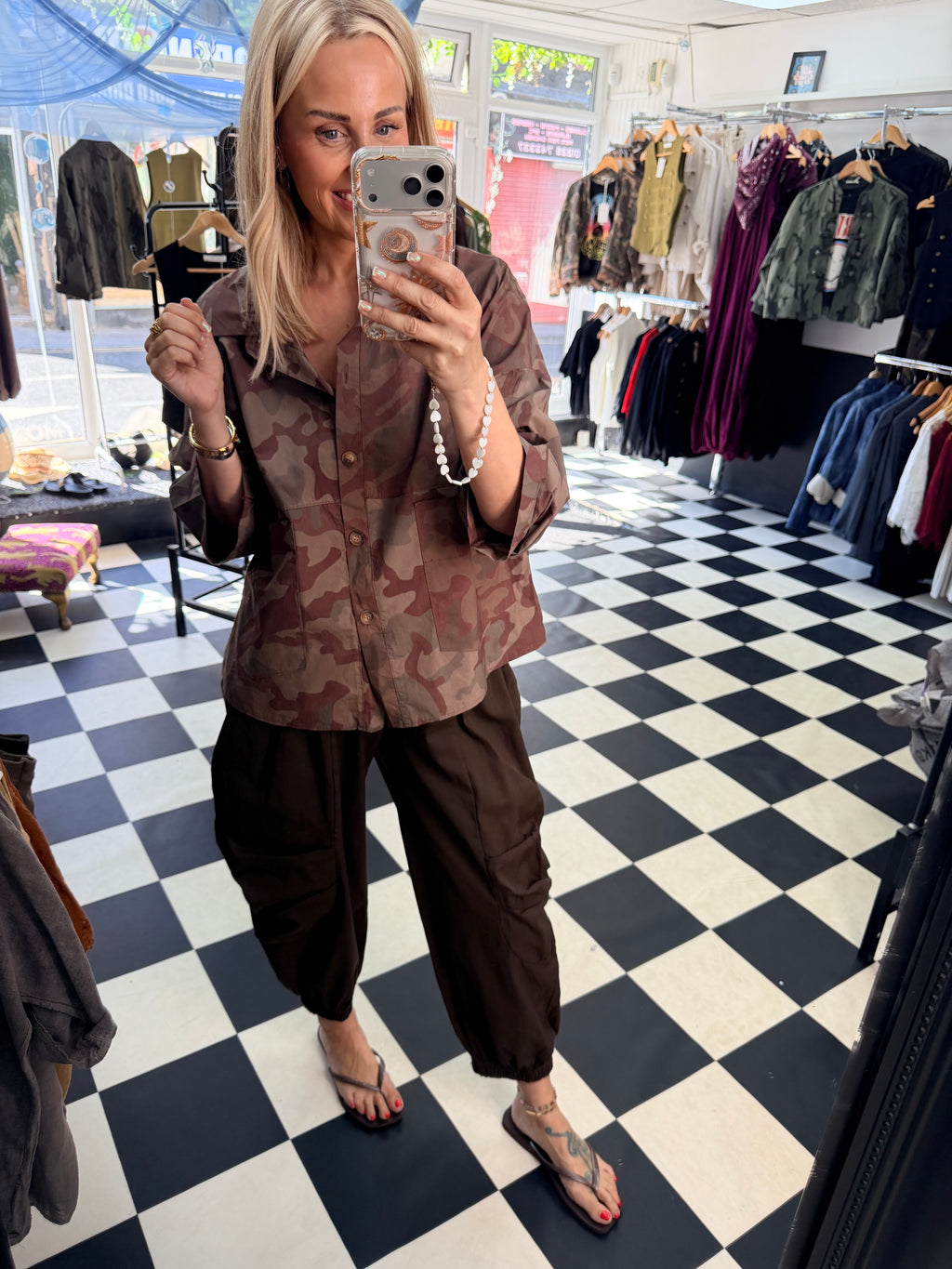 Camo Shacket Chocolate