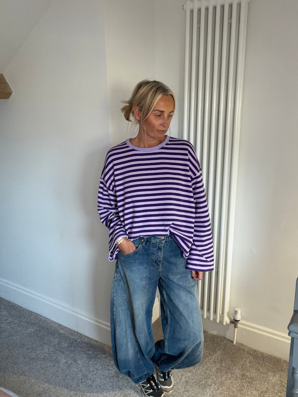 Weekend slouch stripe Purple and Lilac Special Buy