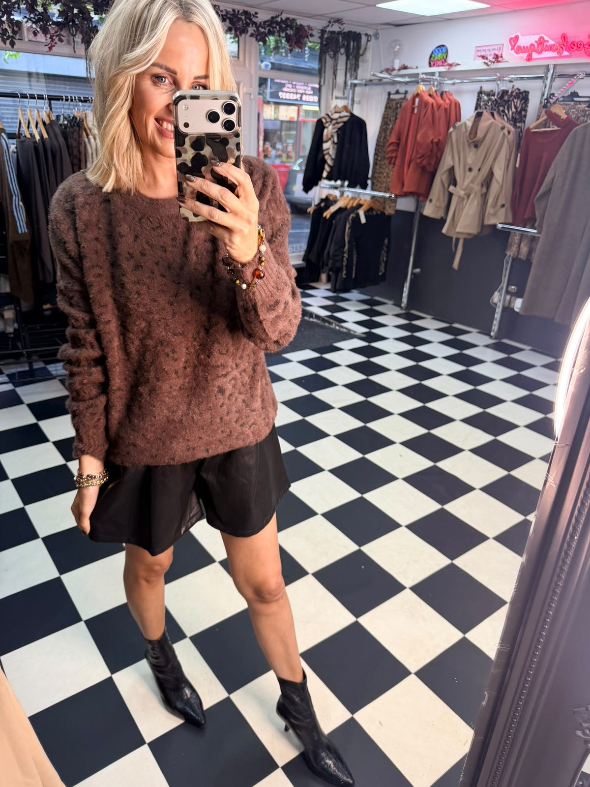 Amara animal print jumper Chocolate