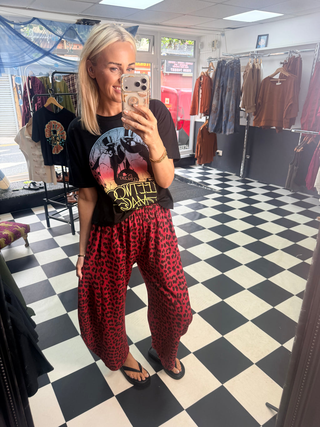 Leopard Barrel jogger Red