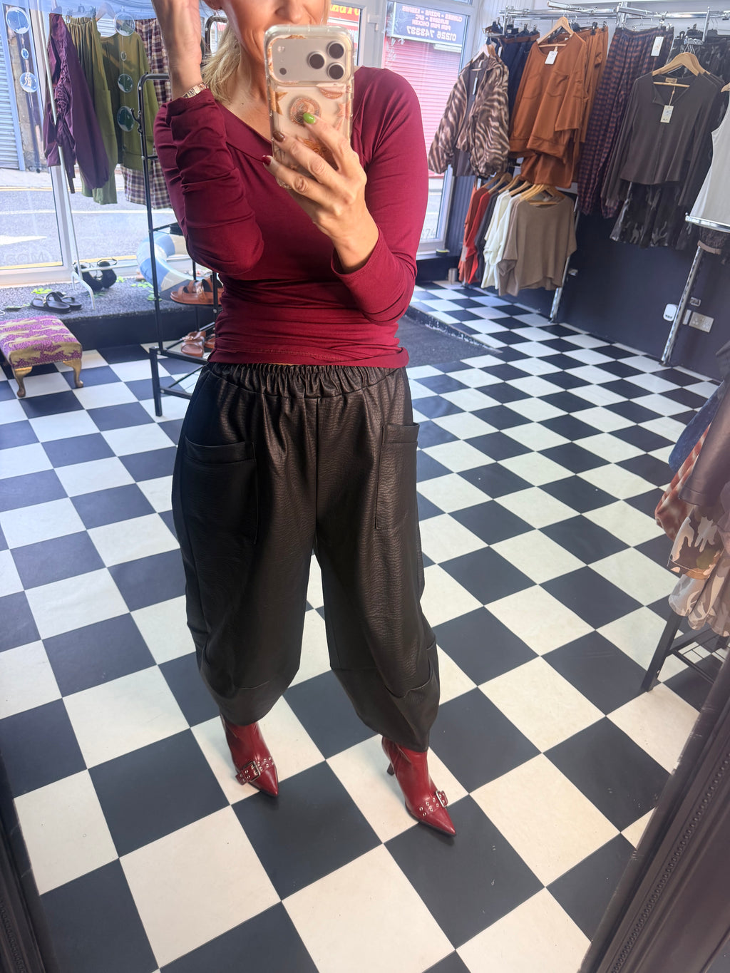 PU Tulip Trousers Black