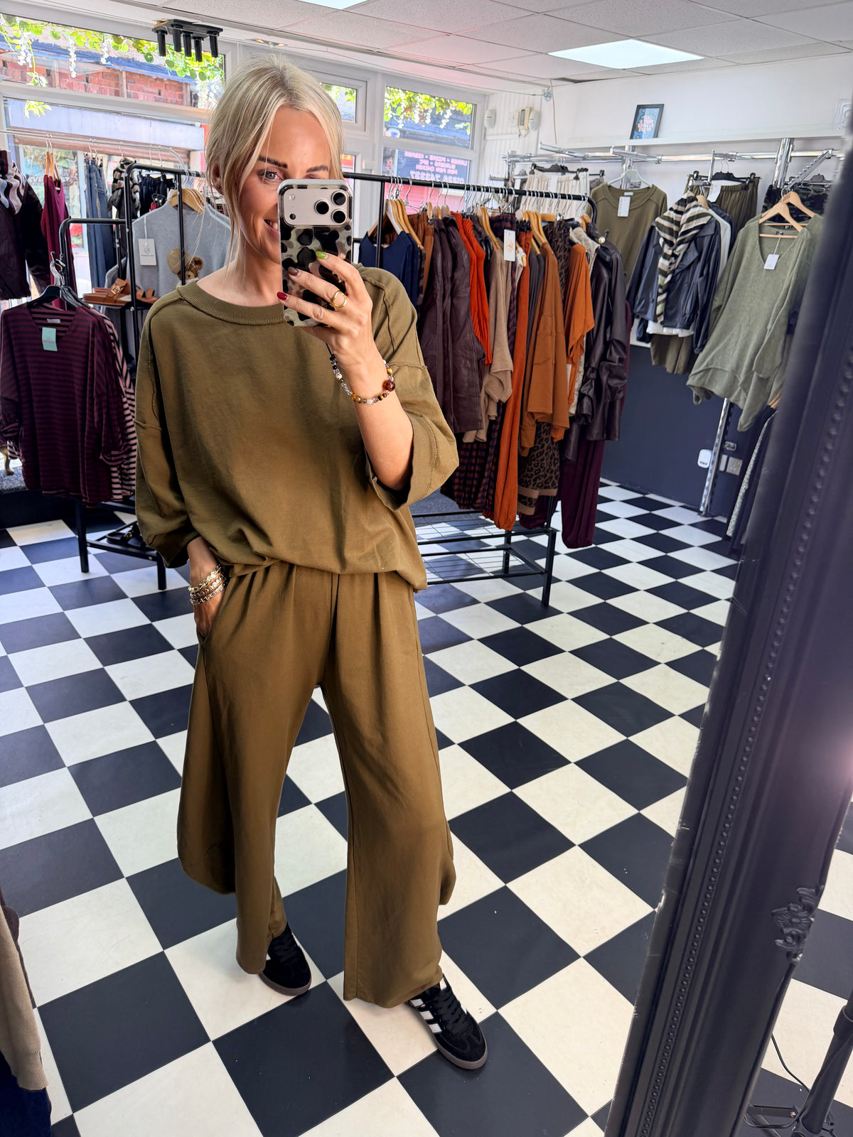 Slouchy Casual Top Khaki
