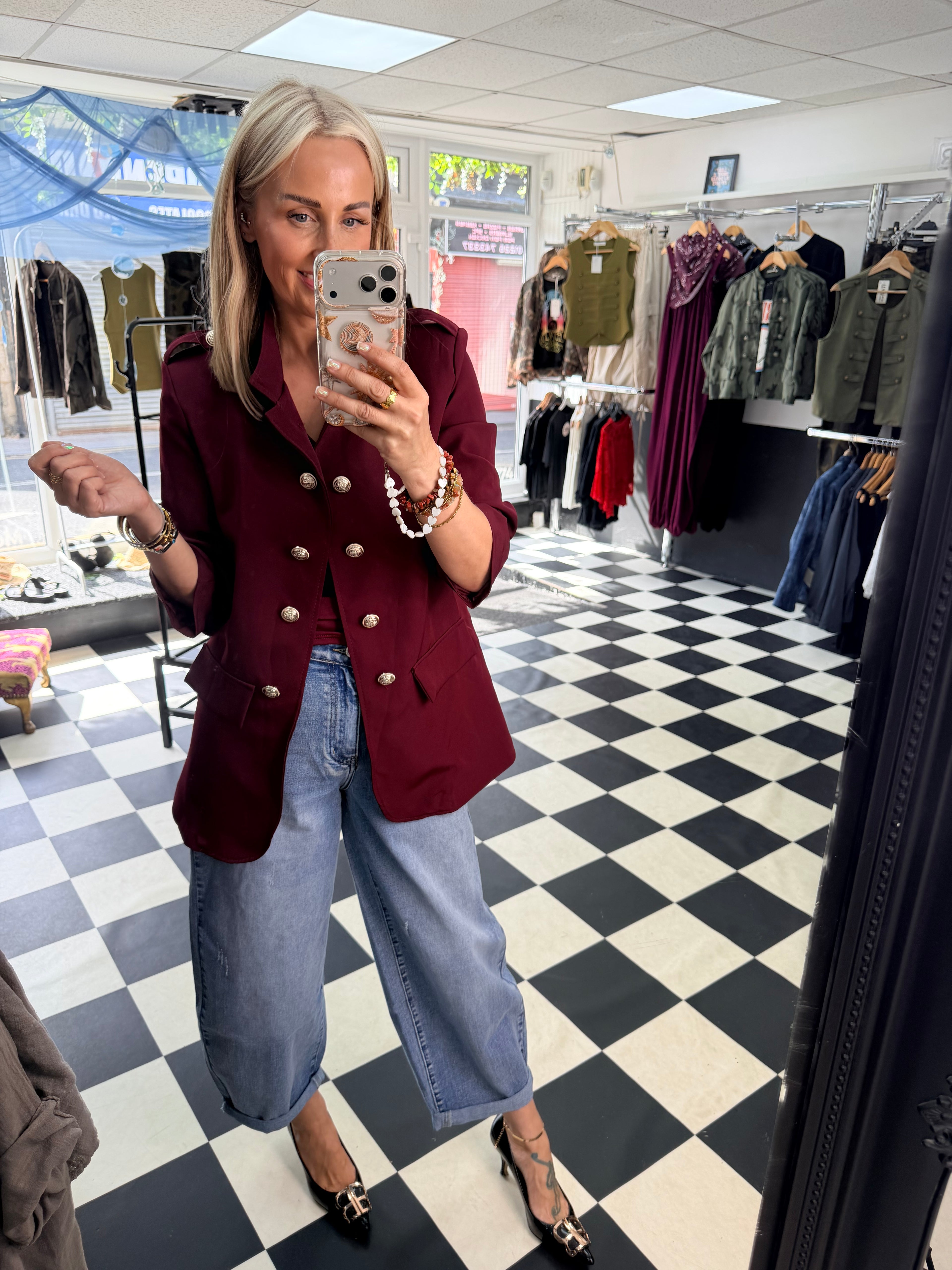Military blazer Wine
