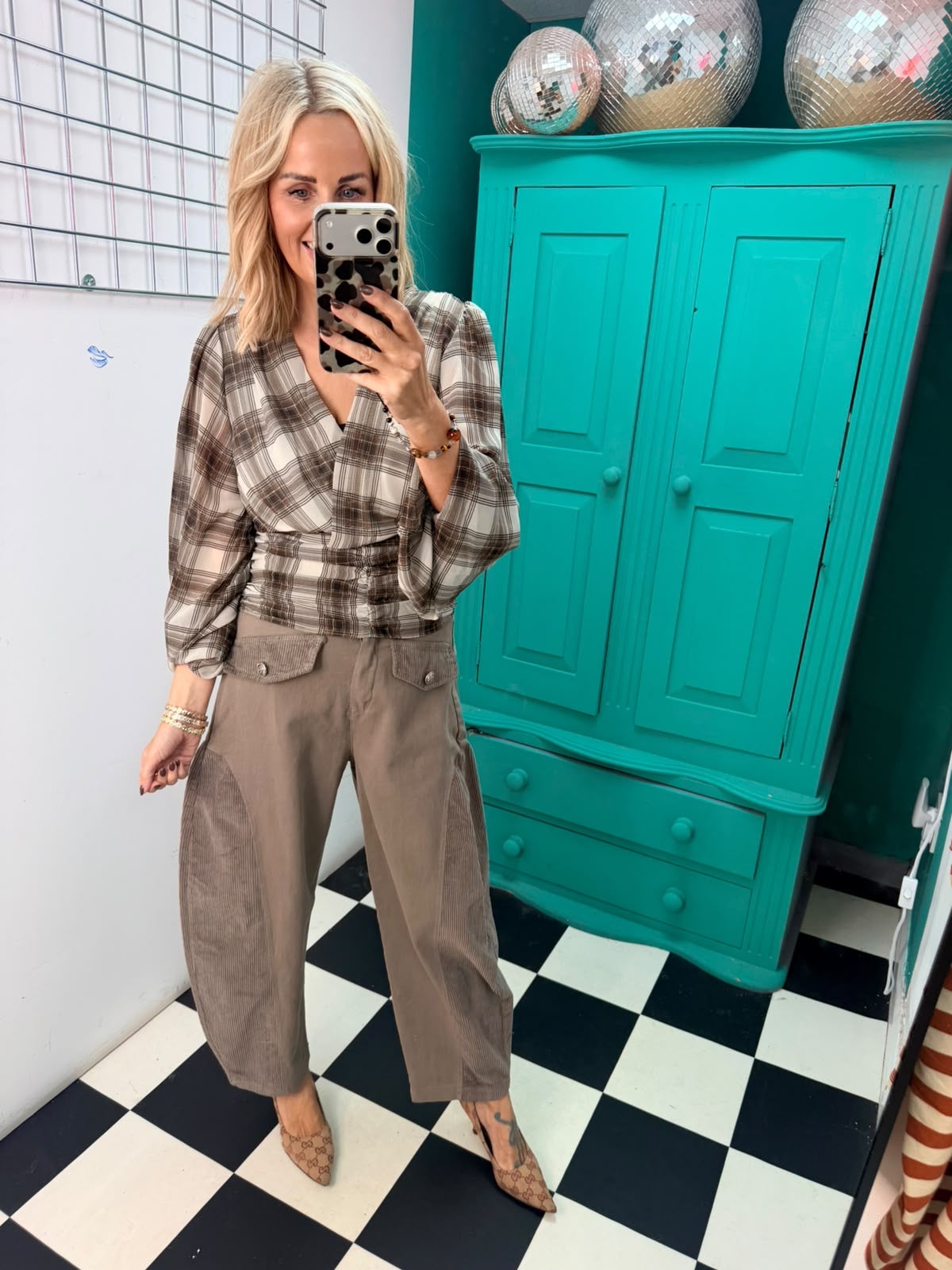 Aspen chunky check top - chocolate and cream