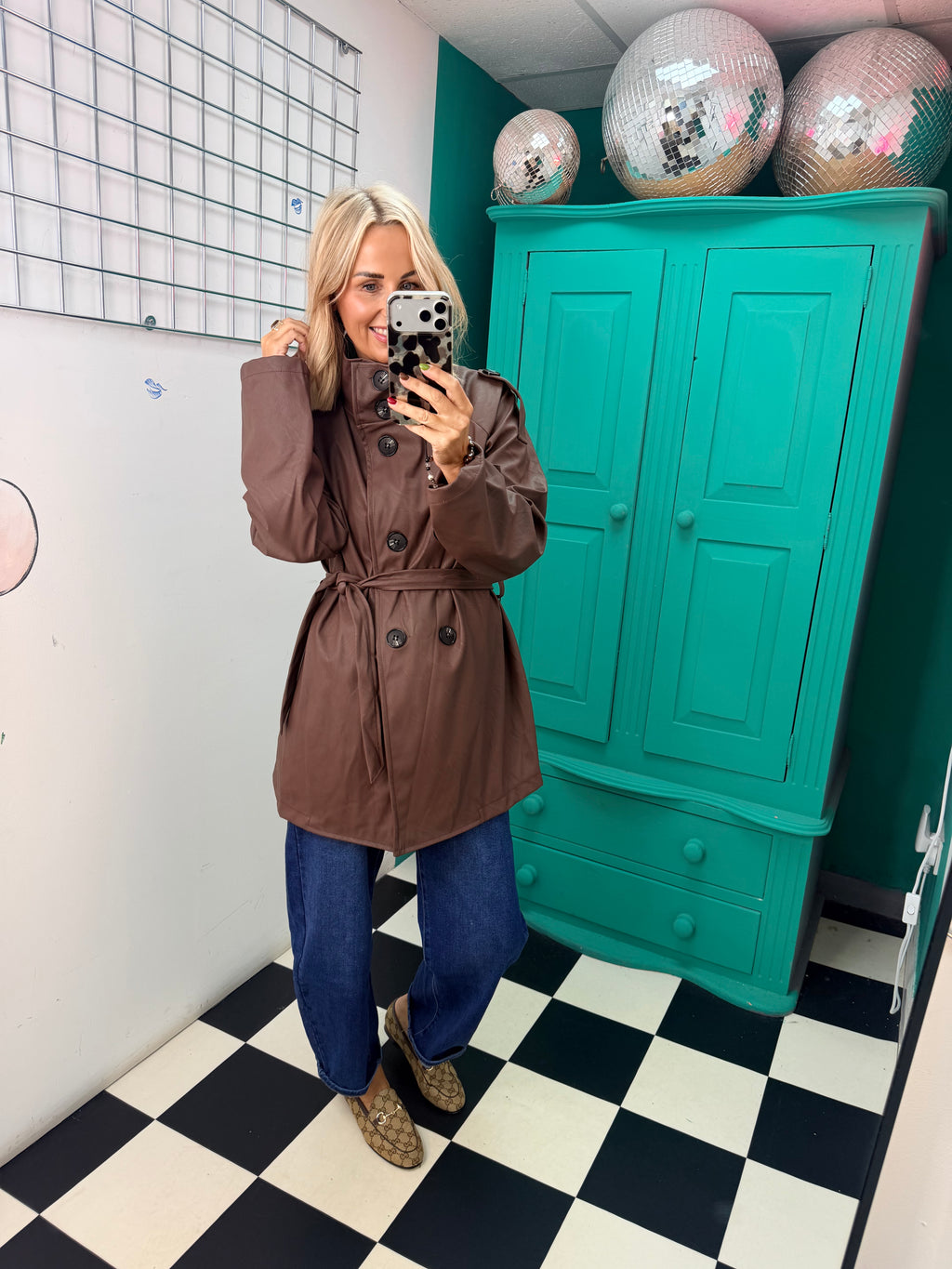 PU Midi Trench Coat Chocolate