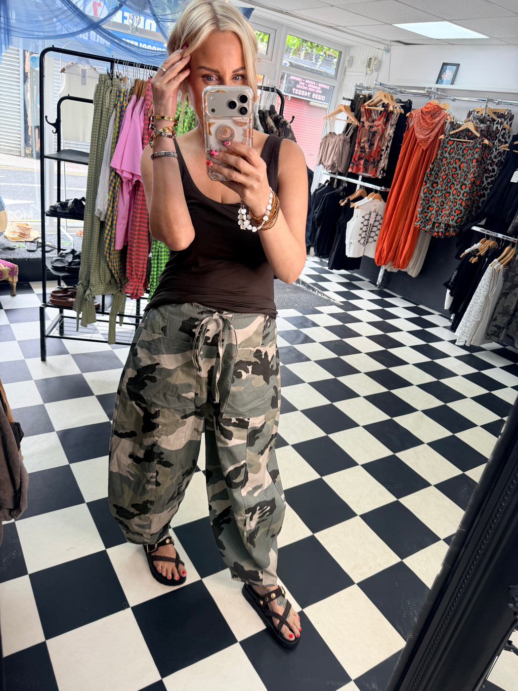 Camo Barrel leg trousers khaki