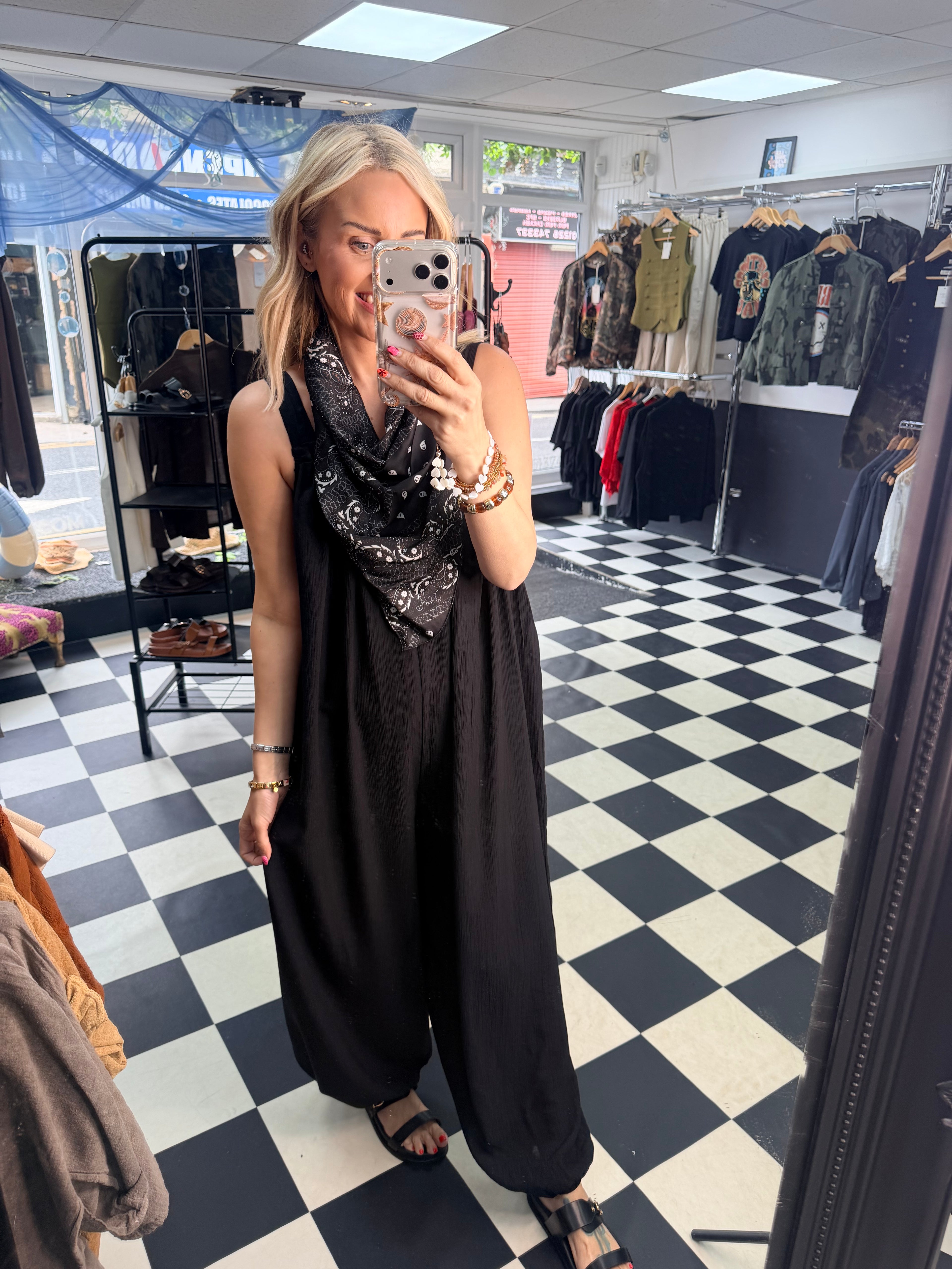 Bandana Scarf Jumpsuit black