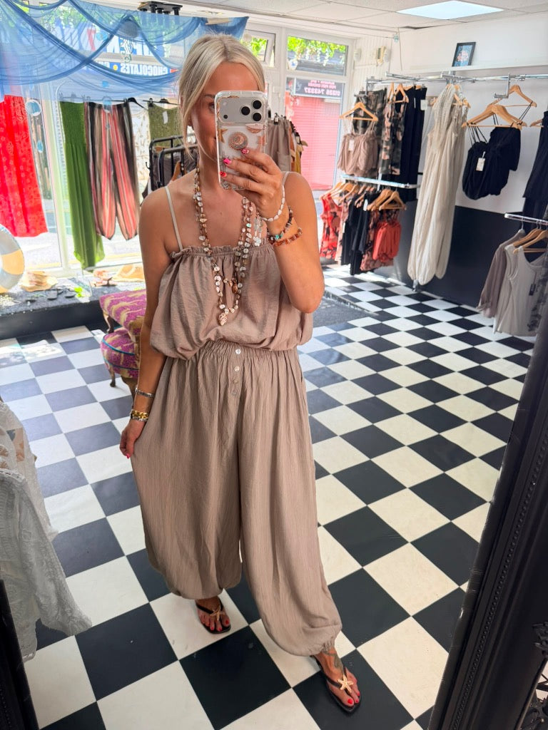 Button balloon trouser - Taupe