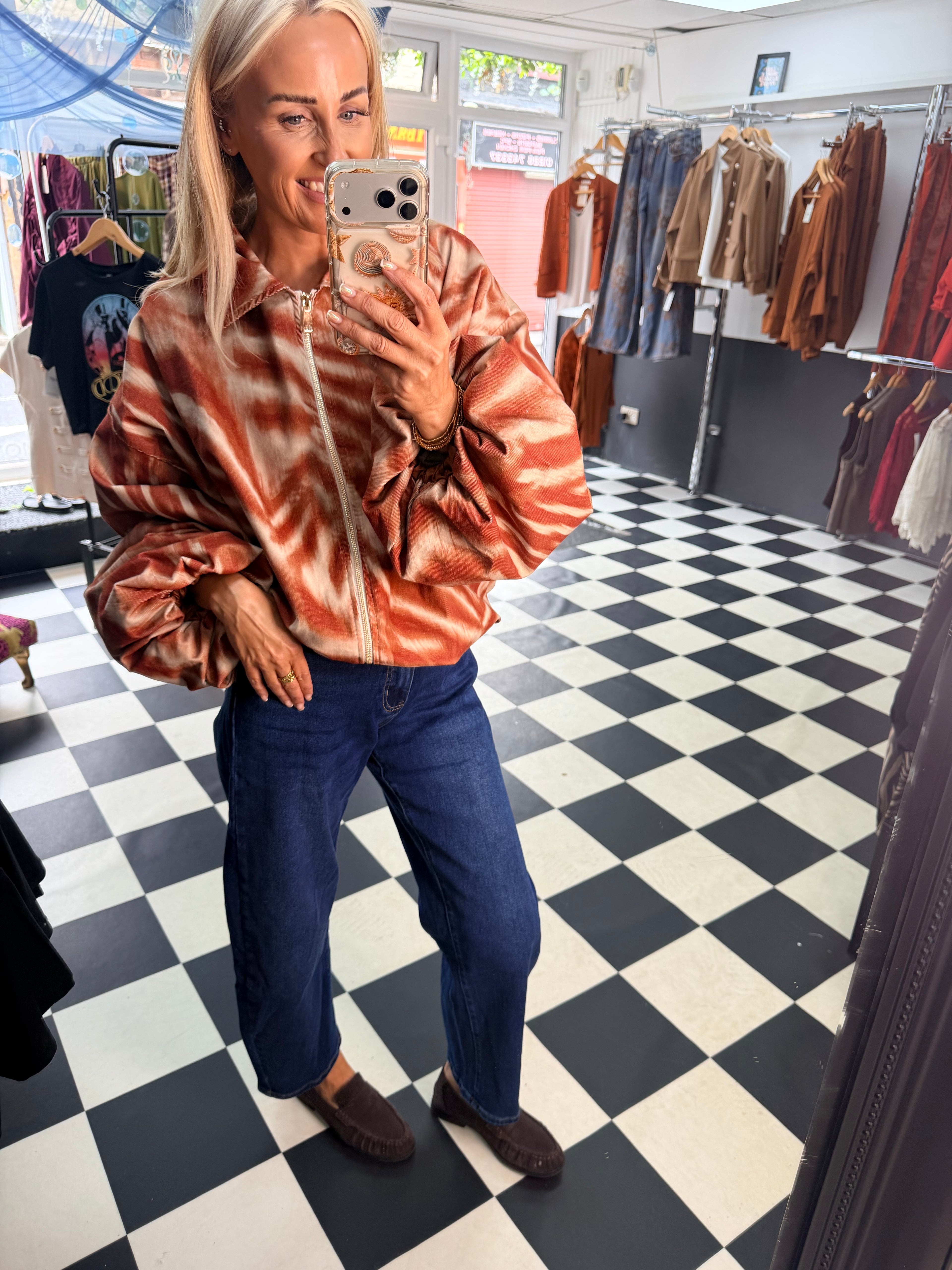 Needlecord Zebra Slouchy Jacket Rust