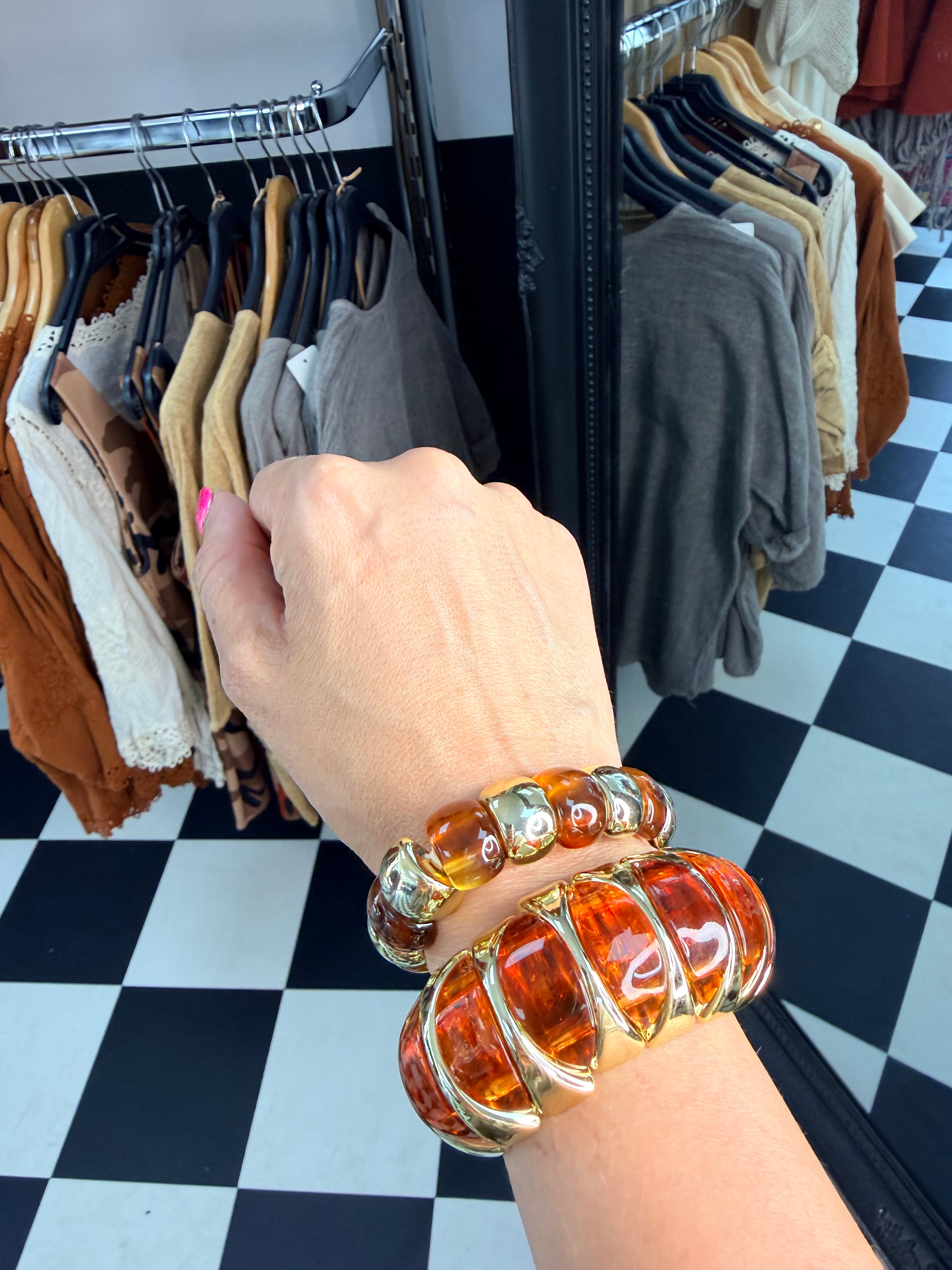 Amber and gold chunky bracelet