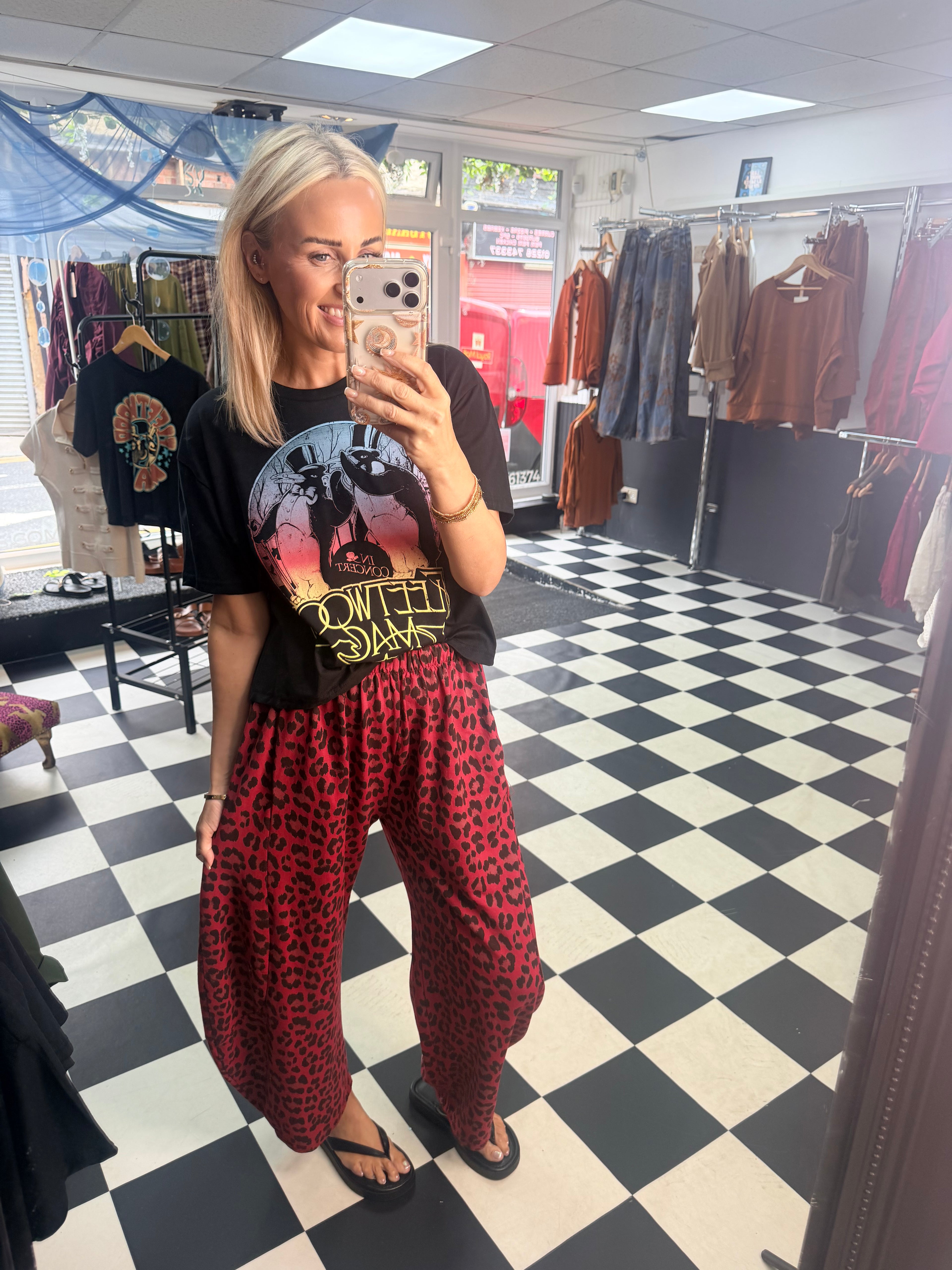 Leopard Barrel jogger Red