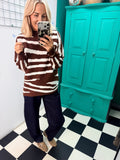 Turtle Neck Jumper Lightning Print Chocolate Special Buy