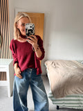 Slash Neck Jumper Wine