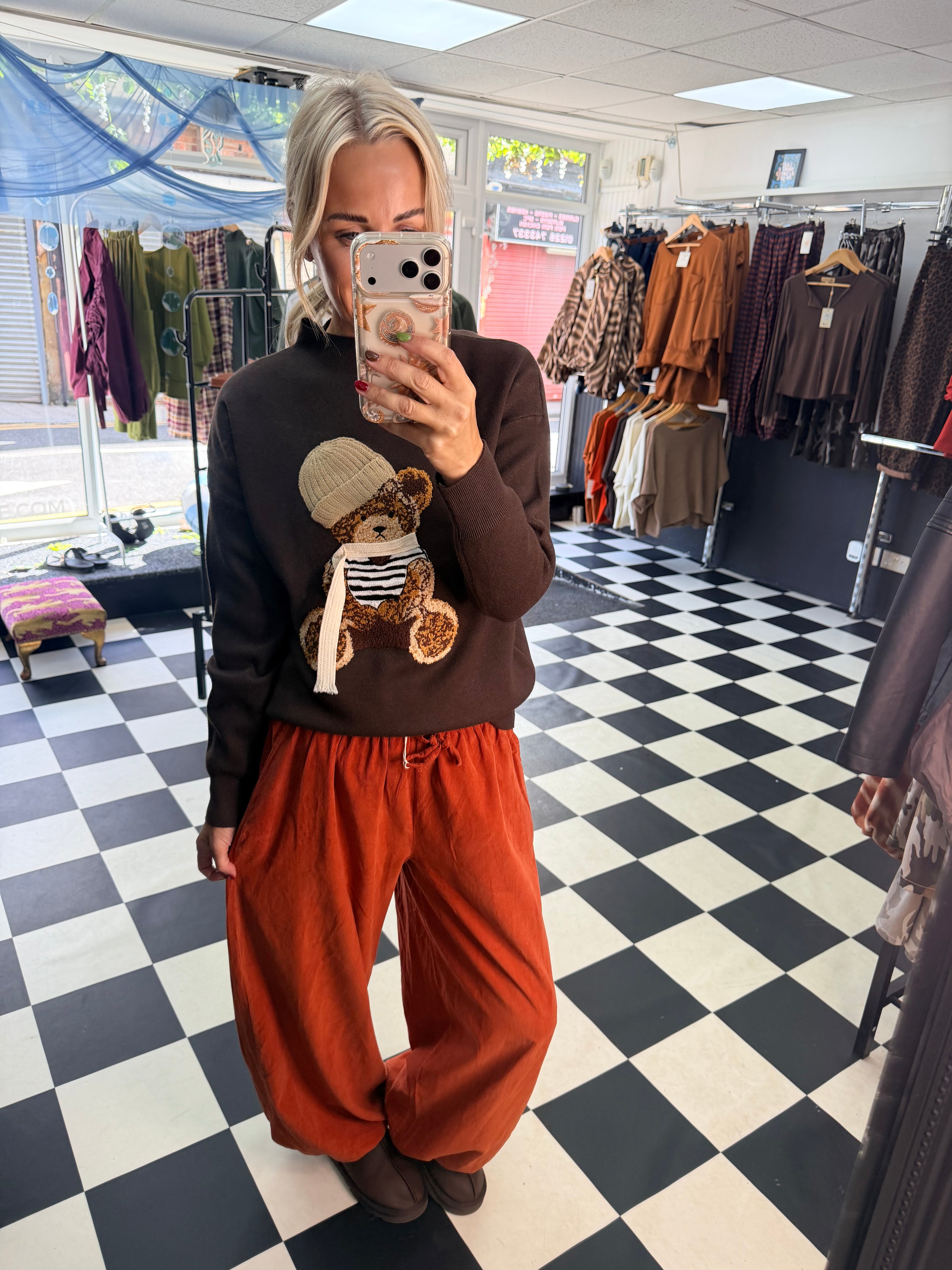 Fine Cord Balloon Trouser Rust