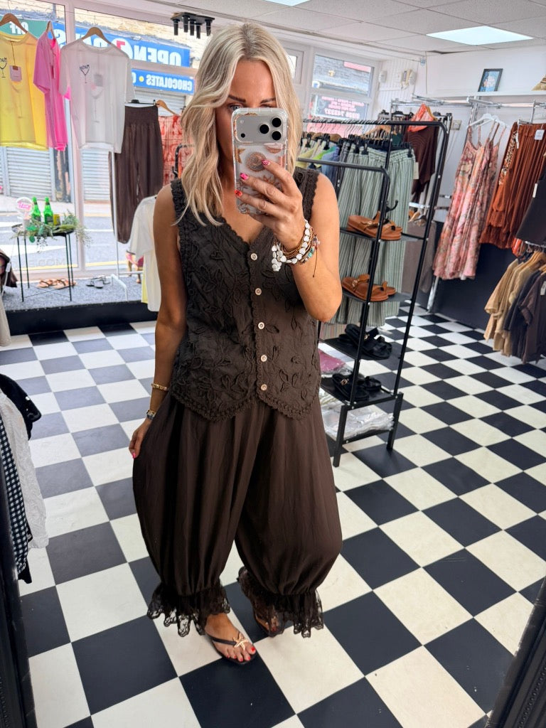 Opel Embellished Waistcoat Chocolate