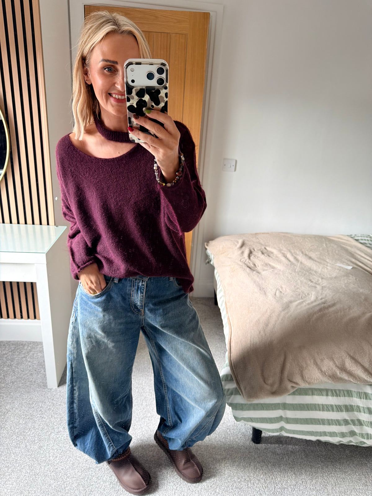 Slash Neck Jumper Plum