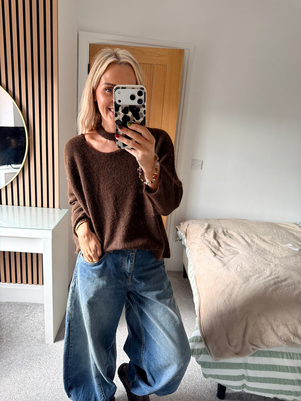 Slash Neck Jumper Chocolate