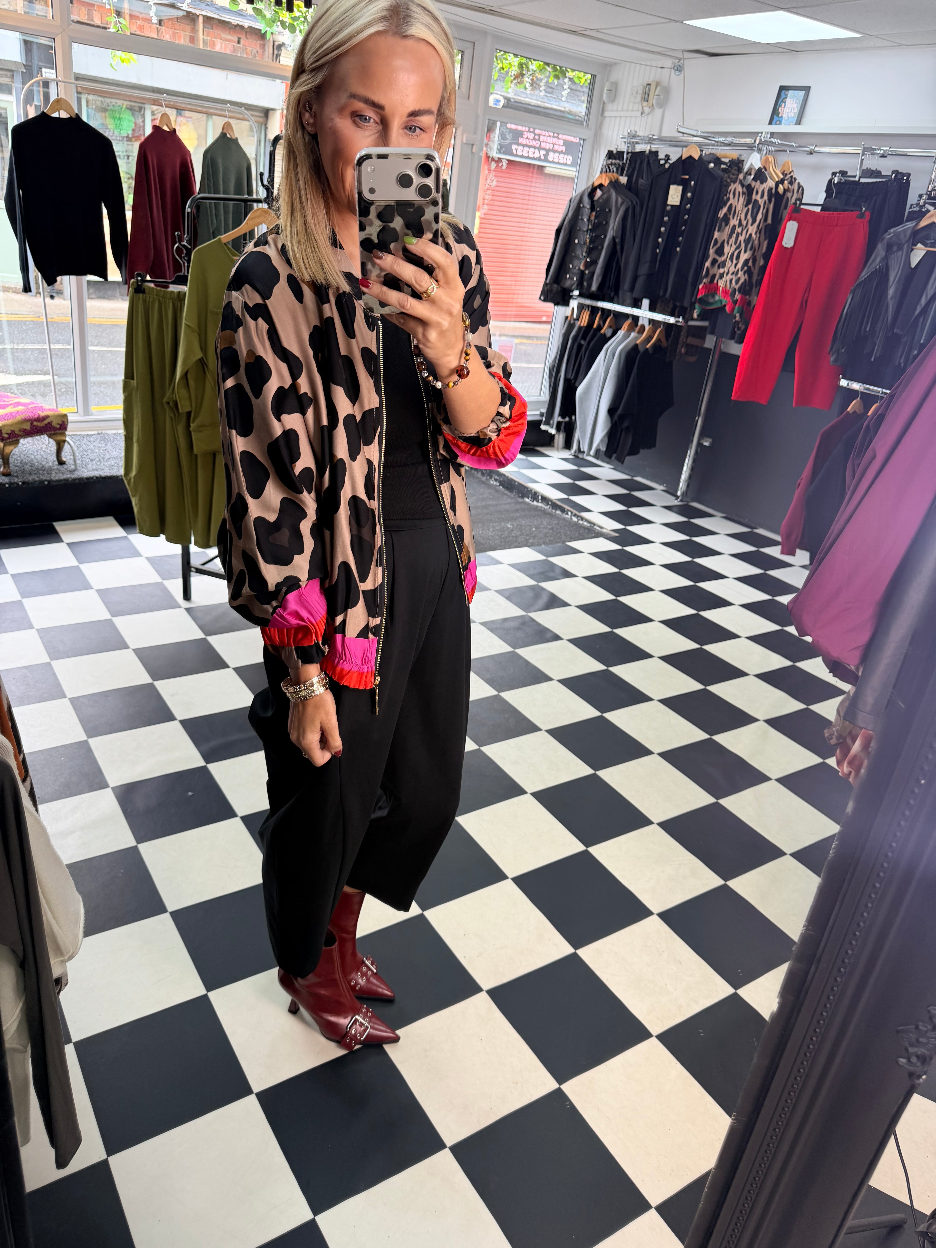 Animal Bomber Jacket Pink and Orange