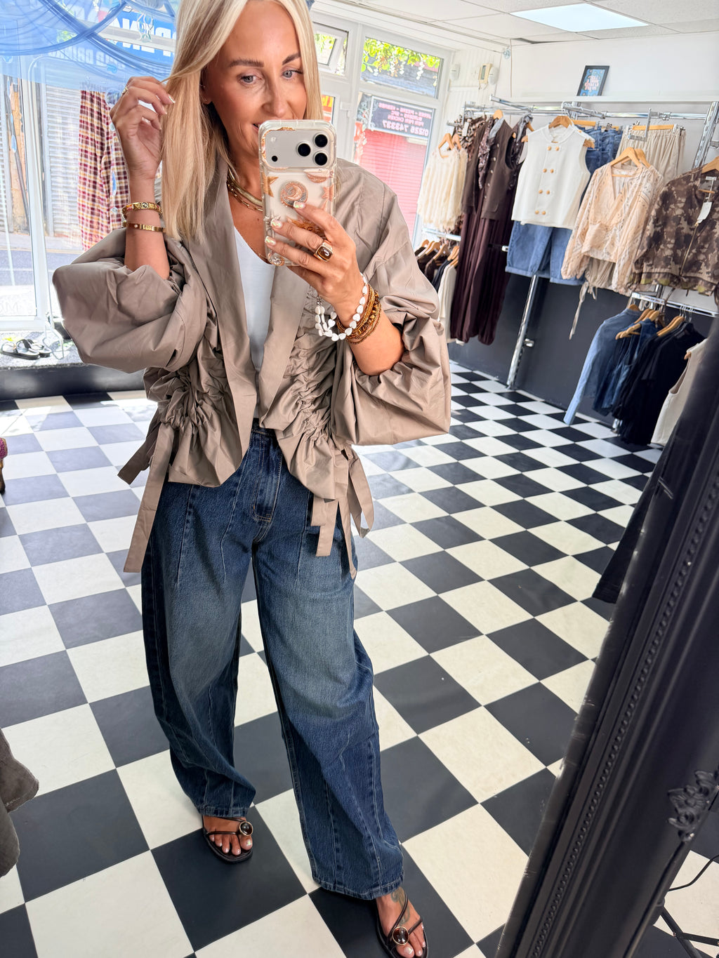 Ruffle Lightweight Jacket Taupe - Pre Order due in Friday next week approx