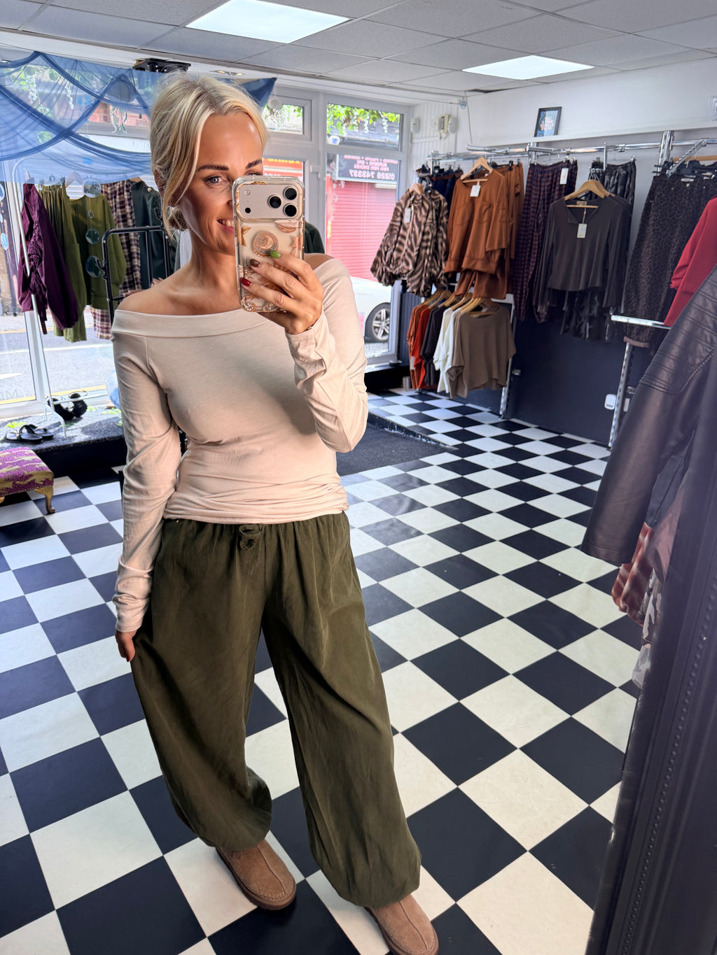 Fine Cord Balloon Trouser Khaki